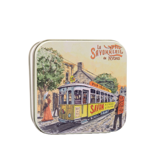 Scatola in metallo con sapone 100g "Tram"