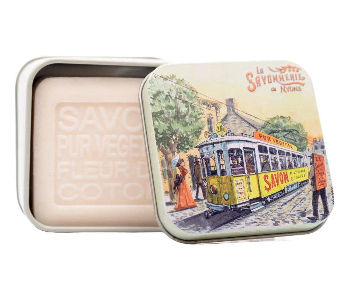 Metal box with soap 100g "Tram"