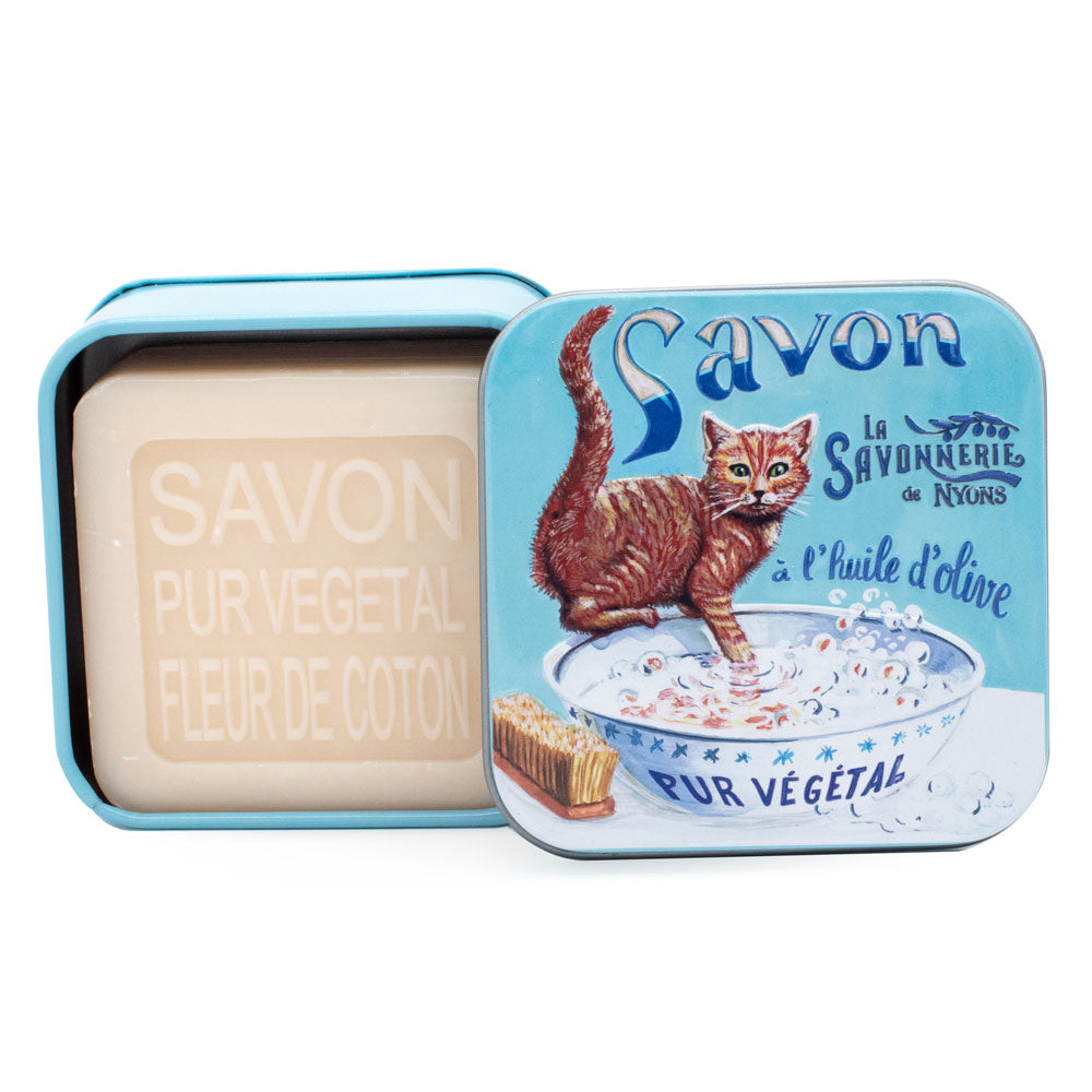 Scatola in metallo con sapone 100g "Chat Roux"