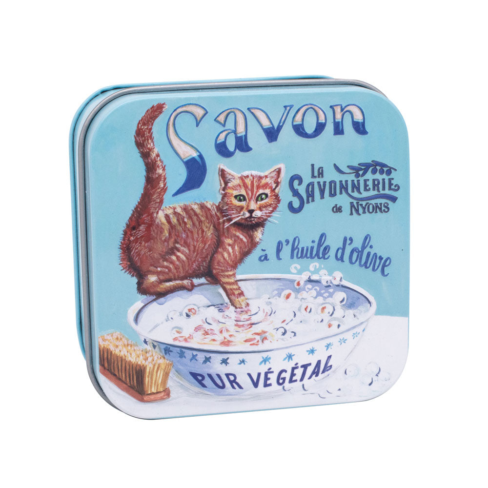 Scatola in metallo con sapone 100g "Chat Roux"