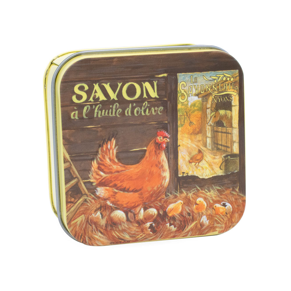 Metal box with soap 100g "Hen"