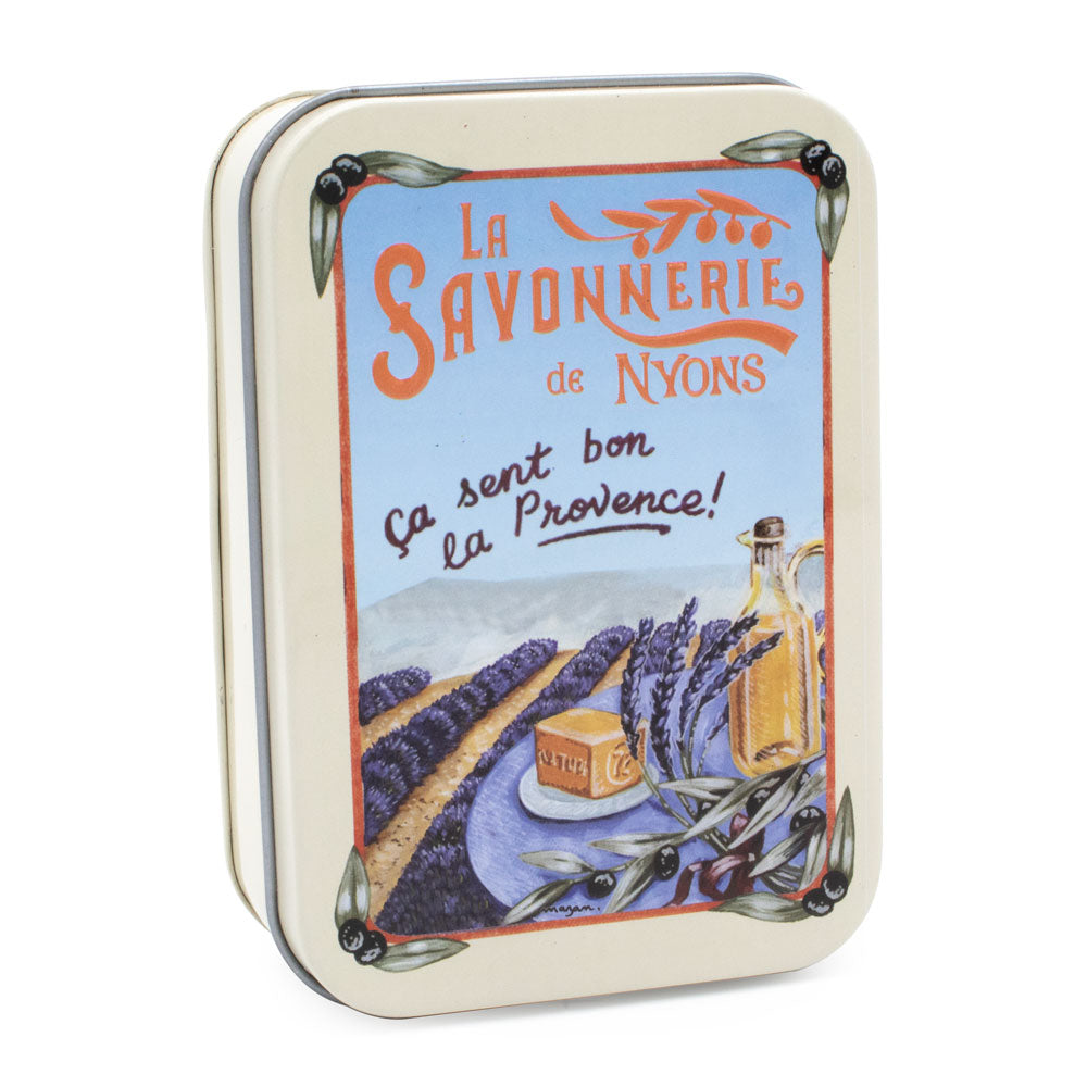 Scatola in metallo con sapone 200g "Campo di Lavanda"