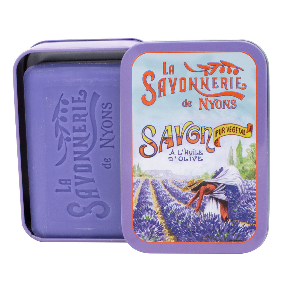 Scatola in metallo con sapone 200g "Raccolta Lavanda"