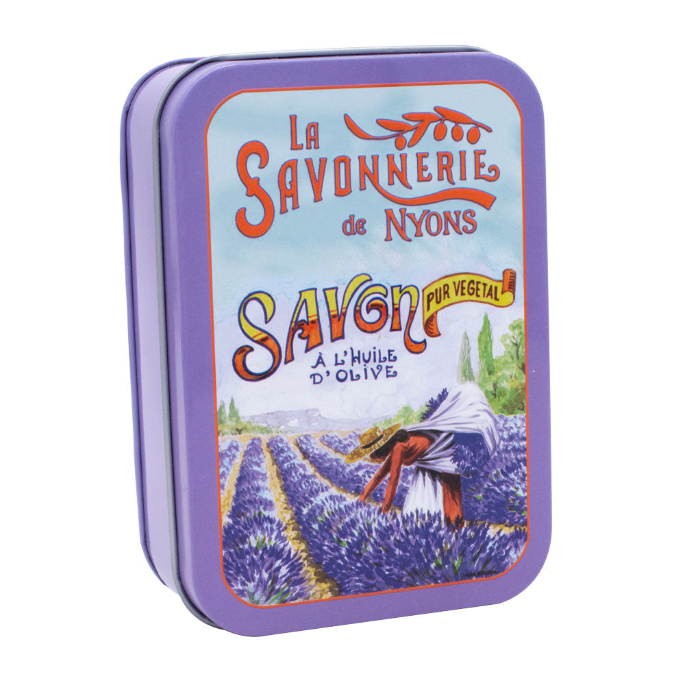 Scatola in metallo con sapone 200g "Raccolta Lavanda"
