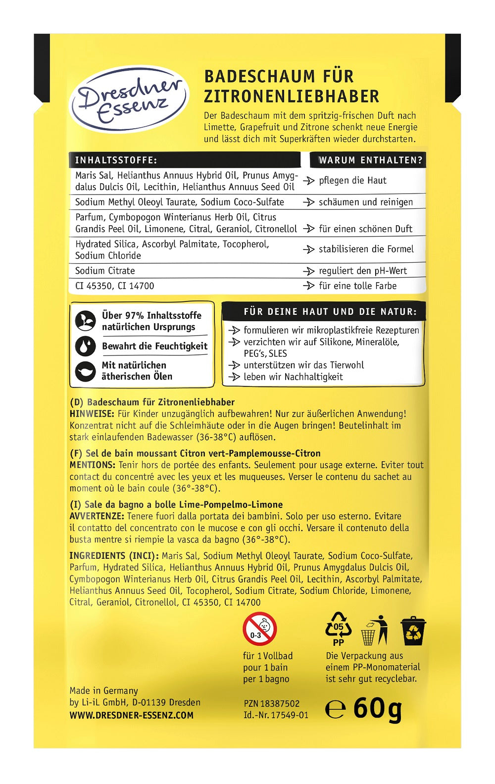 Easy Peasy Lemon Squeezy Badeschaum für Zitronenliebhaber