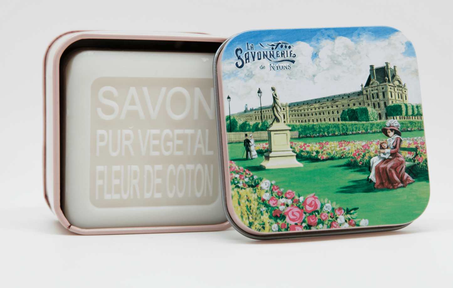 Scatola in metallo con sapone 100g - Les Jardins