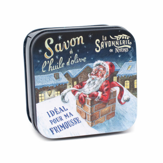 Metallbox mit Seife 100g - Weihnachtsmann Kamin