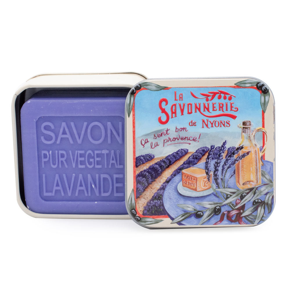 Metal box with soap 100g "Champ de Lavande"