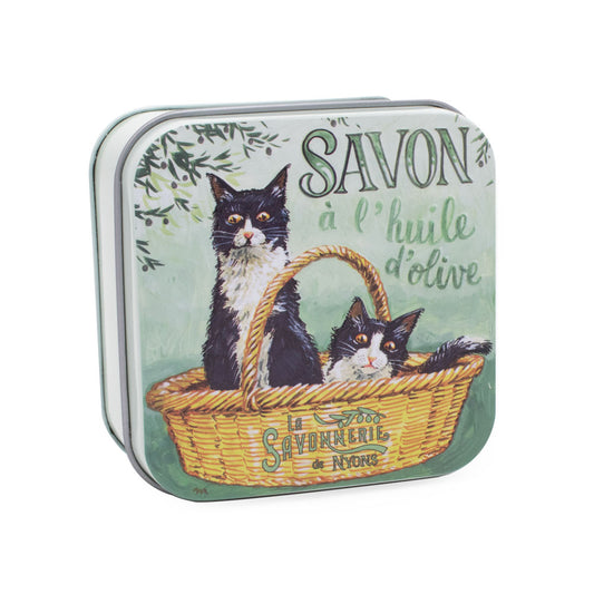 Metallbox mit Seife 100g "Katzen schwarz-weiß"