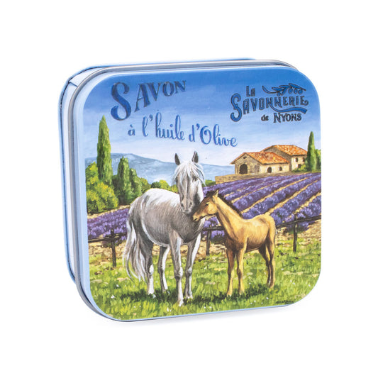Metal box with soap 100g "Horses"