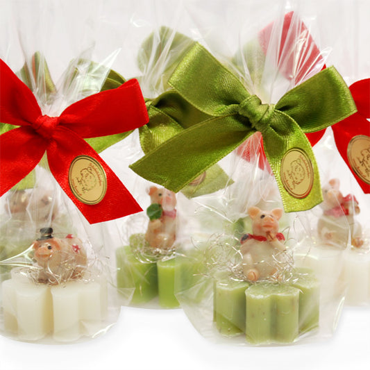 Sapone al latte di pecora trifoglio 14g, decorato con maiale portafortuna in violoncello, assortiti