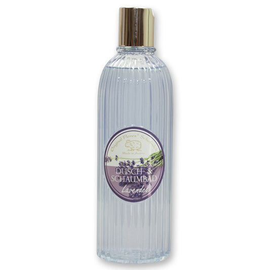 Shower &amp; bubble bath with organic sheep's milk 330ml in a bottle, lavender